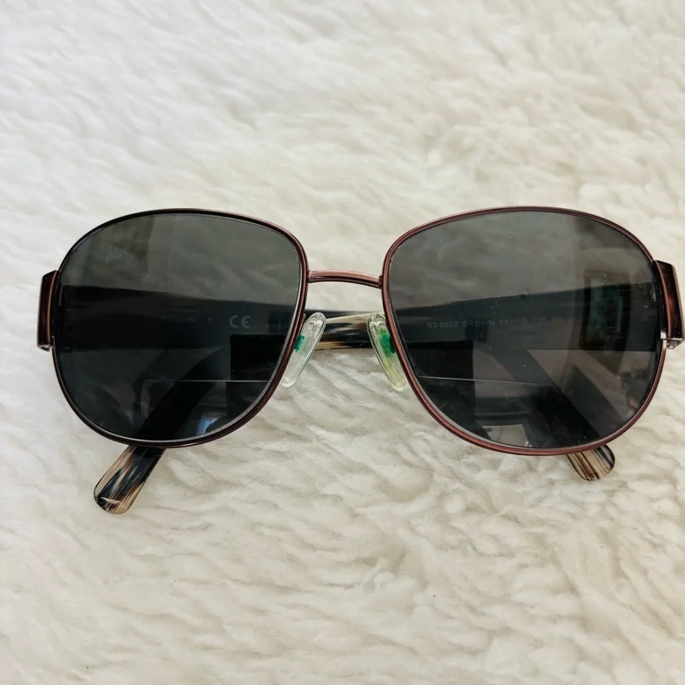 Revlon R2 6002 Vintage Brown Metal Marble Plastic Unisex Glasses Frame Only